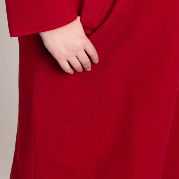Mallia Fashions Ltd Vintage Double Breasted Red Pure Virgin Wool Long Pea Coat - Picture 6 of 13